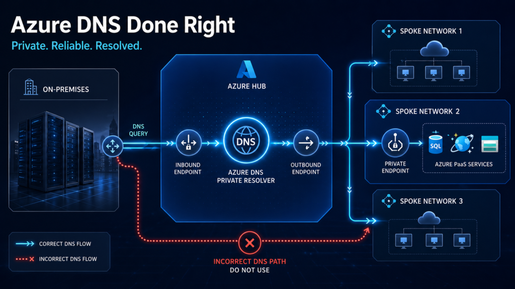 Private Endpoint só funciona bem quando a resolução DNS entrega o IP privado correto.