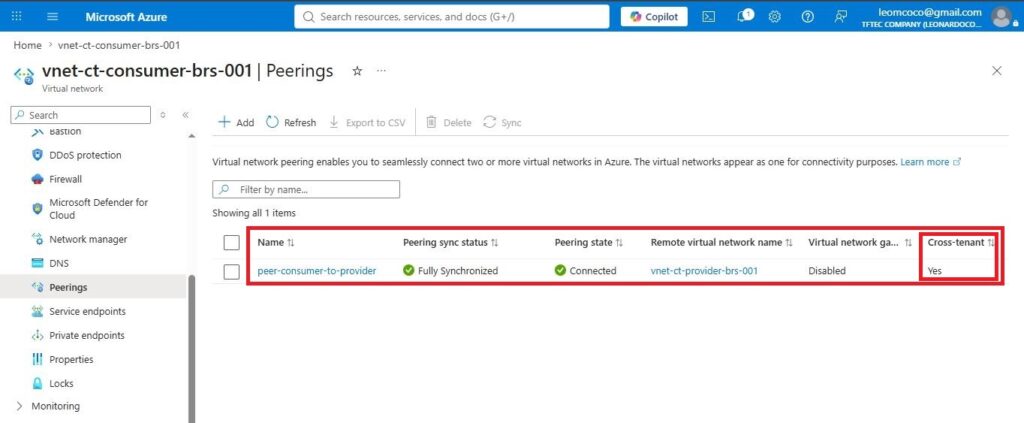 VNet Peering Cross-Tenant no Azure: conectando VNets entre tenants diferentes na prática vnet1